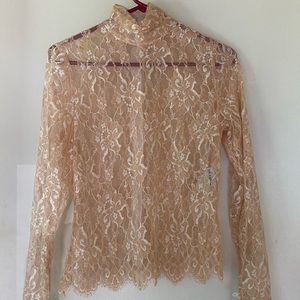 Vintage Jessica McClintock long sleeve lace top
